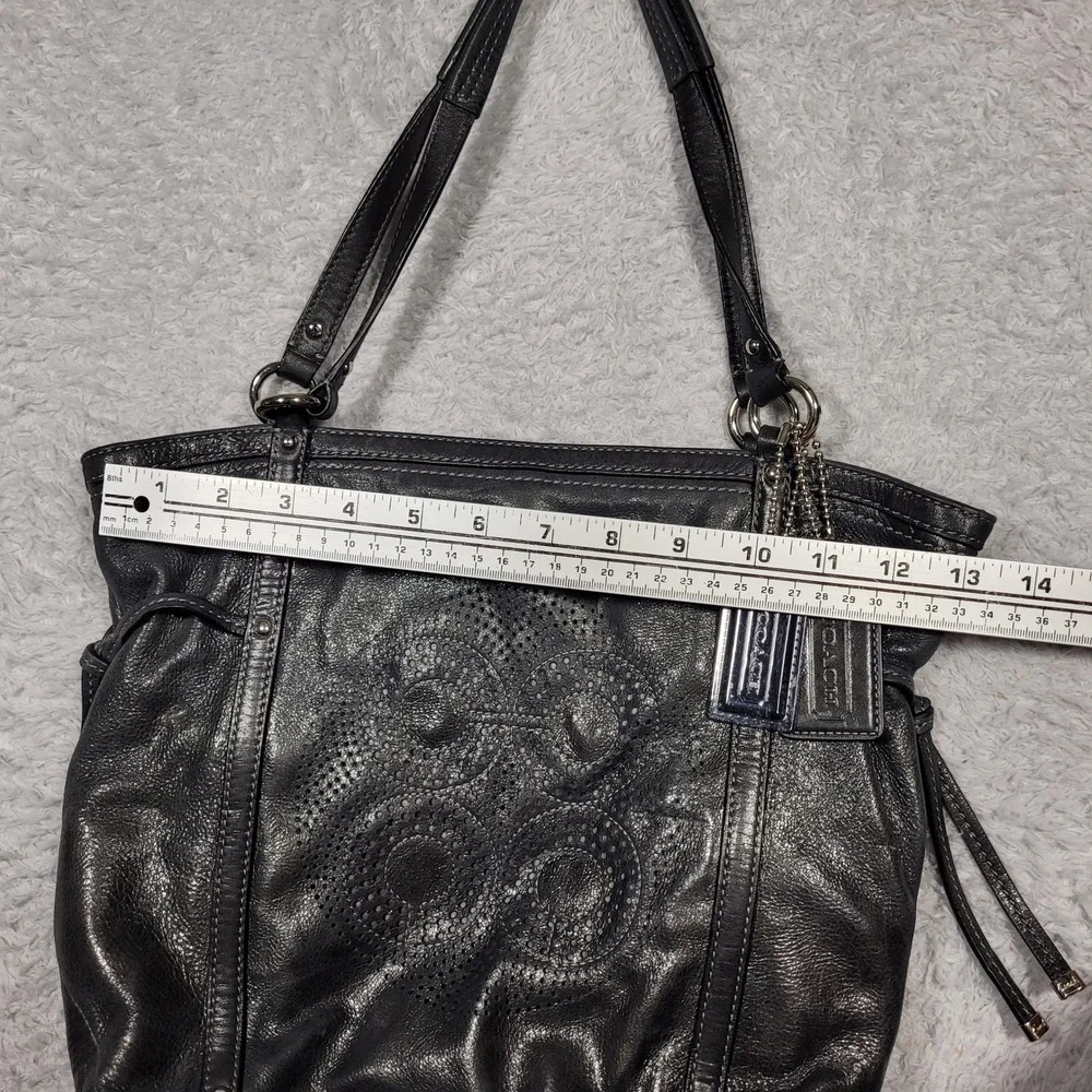 Coach Audrey Black Leather Perforated Tote Bag‎ Purse Handbag 19570